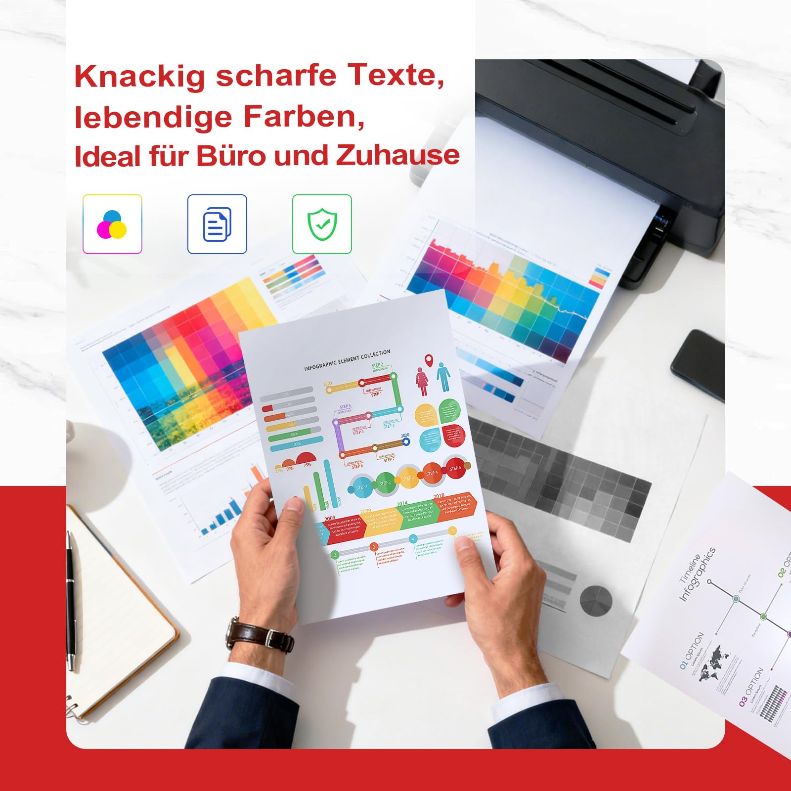 Skyink PG-540XL CL-541XL (2 Schwarz, 2 Farbe) 4-Pack Tintenpatrone Kompatibel für Canon Druckerpatronen 540 XL 541 XL PG540 CL541 für MG3150 MG3550 MG3650 MG3650s MG4250 TS5150 TS5151 MX375 MX475