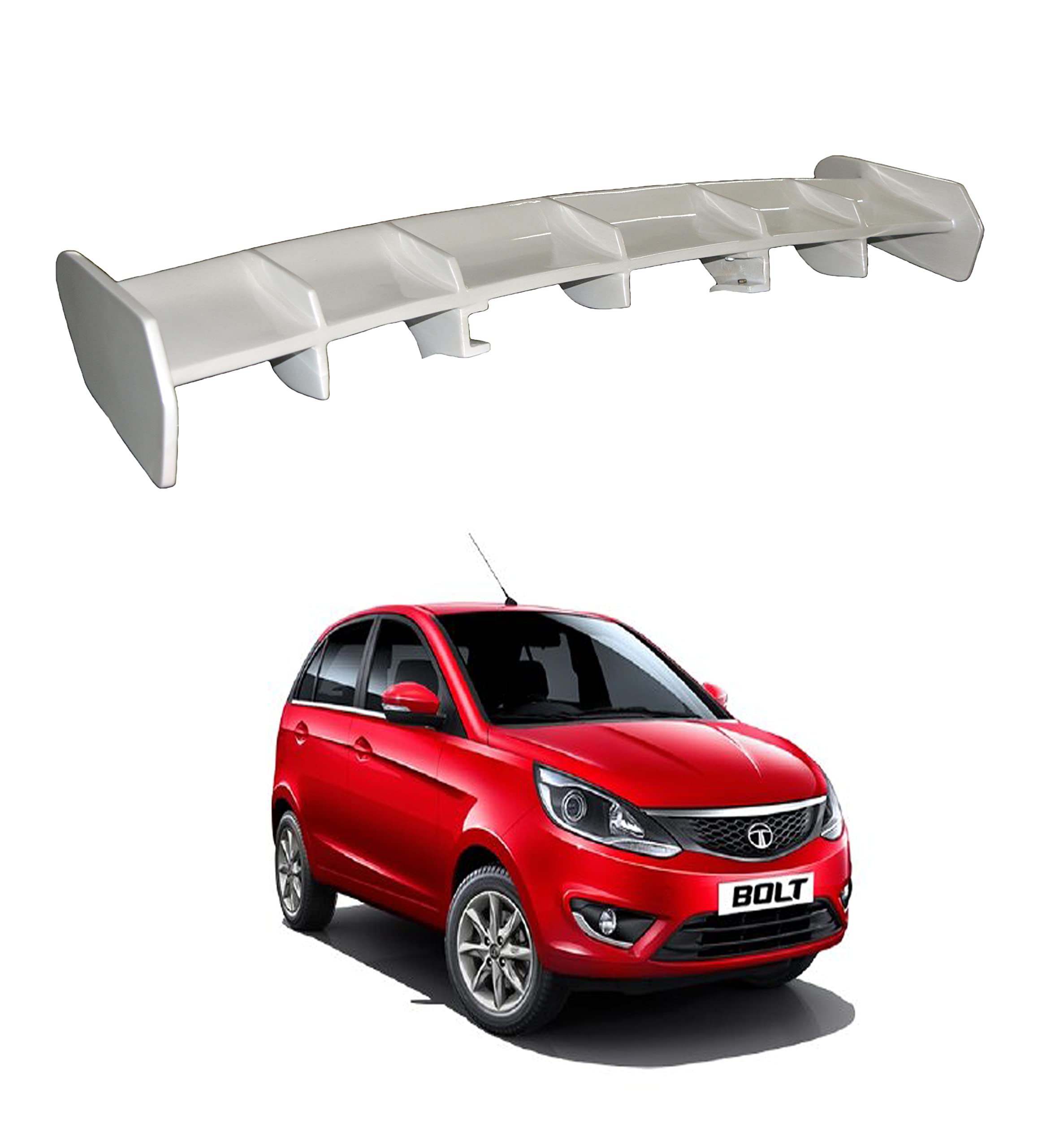 Back2Tracks - B2T AUTOMOTIVE® Car Spoiler Compatible with Tata Bolt (Unpainted - Ps Grey color) Car Spoiler with Light Weight Fiber Reinforced Plastic (FRP) Drilling Required.