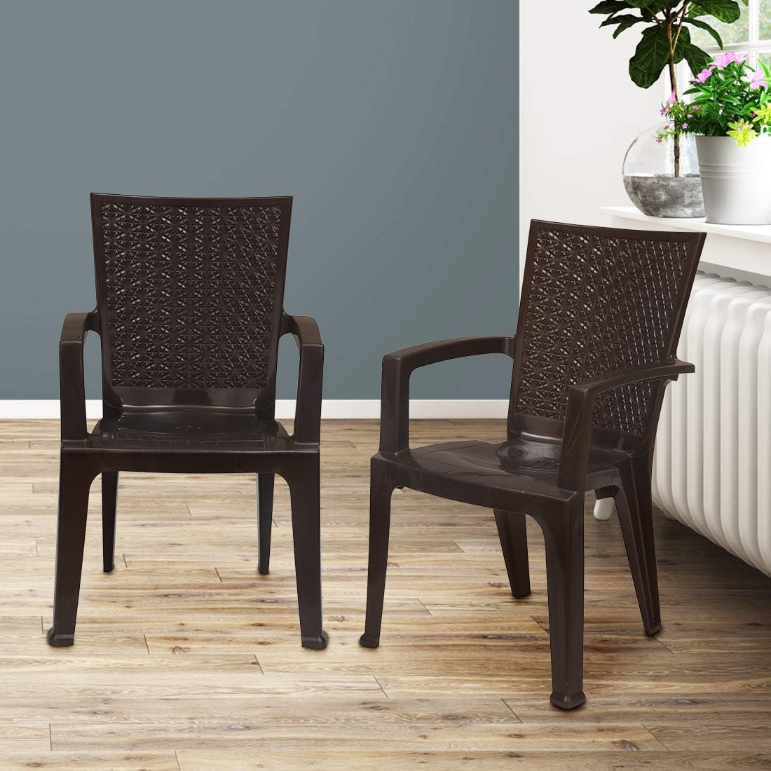 Nilkamal CHR4025 Plastic Mid Back with Arm Chair Chairs for Home