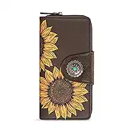 Montana West Women's Wallets Western Sunflower Wallet Women Large Capacity Credit Card Wallet Ladies Female Bifold Clutch Wallets with ID Window and Coin Purse