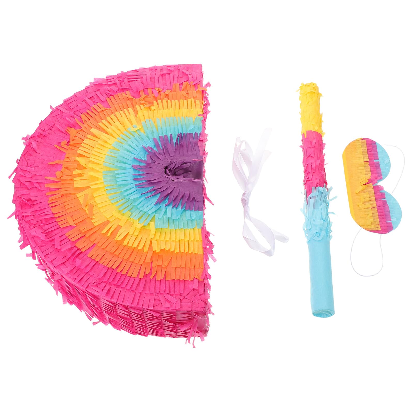 Regenbogen Piñata 3D Geburtstagspiñata mit Schläger und Augenbinde Robuste Partydeko für Kindergeburtstag Mexikanische Boho Party Gartenfeier