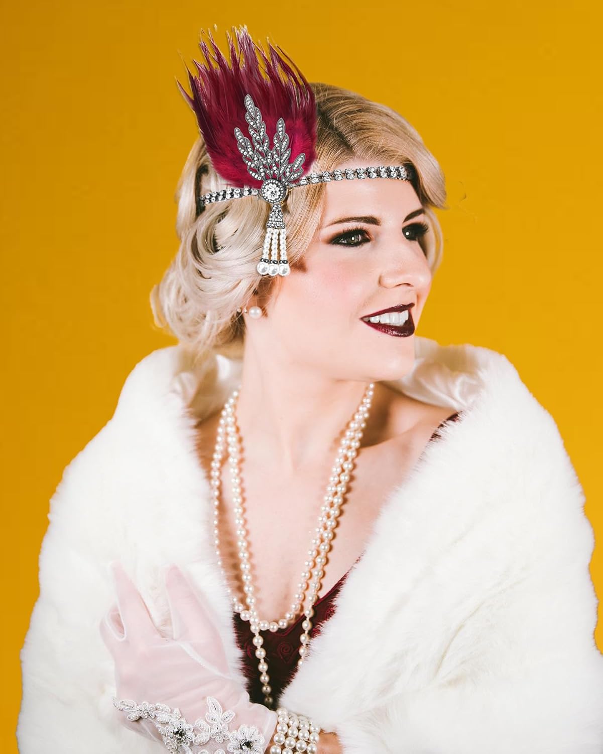 1920s Flapper Headband Feather Headpiece Gatsby Headband Vintage Headpiece Roaring 20s Accessories - Image 6