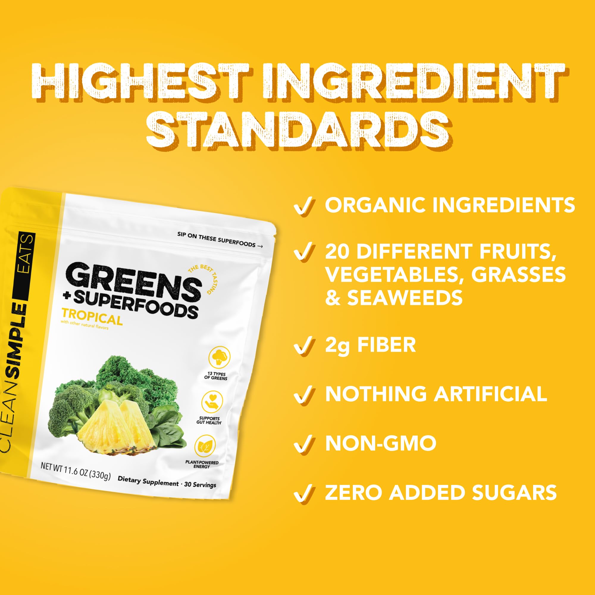 Clean Simple Eats Super Greens Powder, Tropical Greens, 30 Servings — Amazon image 4