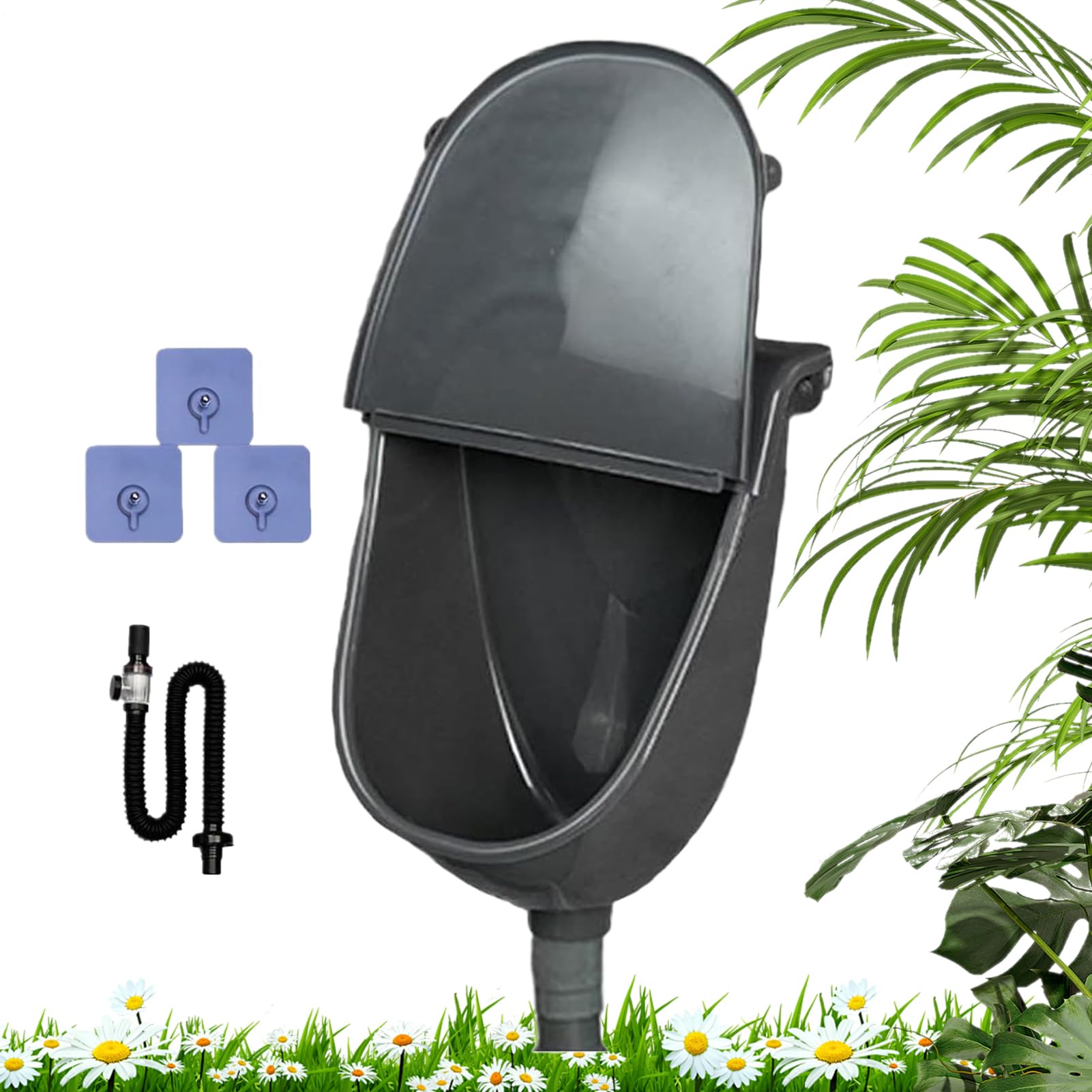Urinario de Pared para Hombres Urinario Para Baño Con Cubierta Y De | Inodoro Desviador De Con Descarga Ajustable Y Manguera Para Hogar Jardín Y Exteriores
