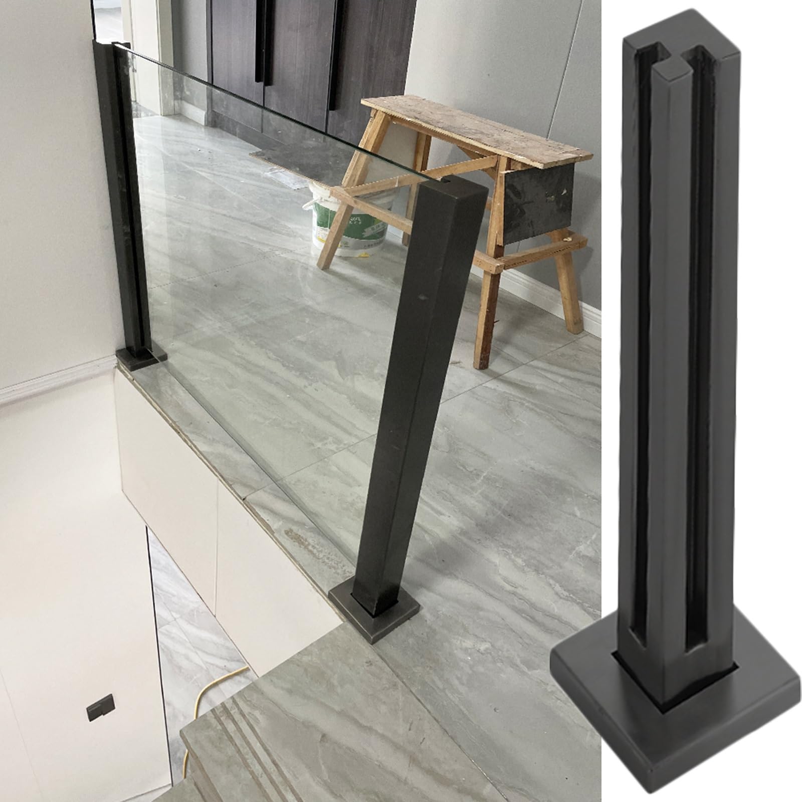 Poteau de balustrade design en verre pour déc de terrasse moderne