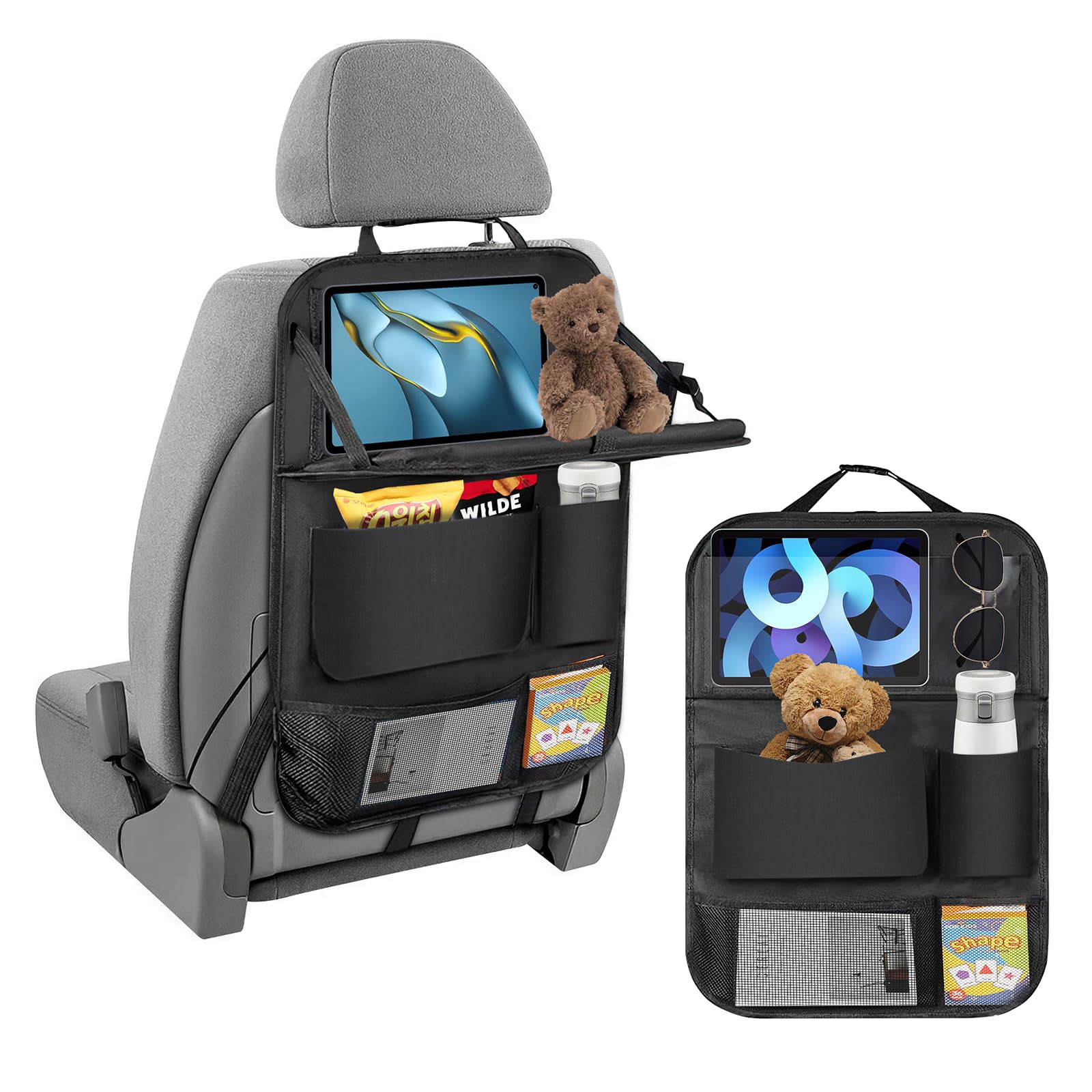 Organizador Coche Asiento Protector Asiento Coche NiñOs Organizador Asiento Coche Accesorios Coche Con Mesa Plegable Multi Bolsillo Almacenamiento De Coche Resistente Agua y FáCil Limpiar