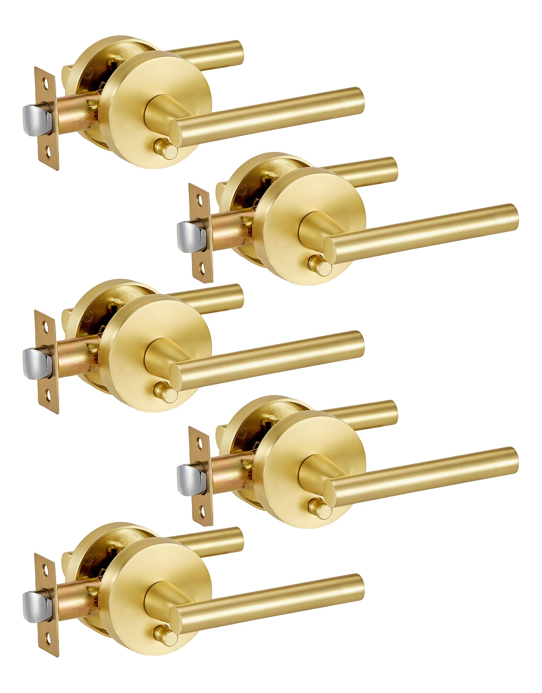 Photo 1 of Lethato 5 Packs Gold Door Handle, Brushed Gold Heavy Duty Lever for Interior Bedroom and Bathroom