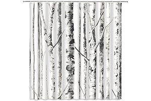 Birch Tree Shower Curtain - Abstract Gray White Mottled Trunk Tree Branch...