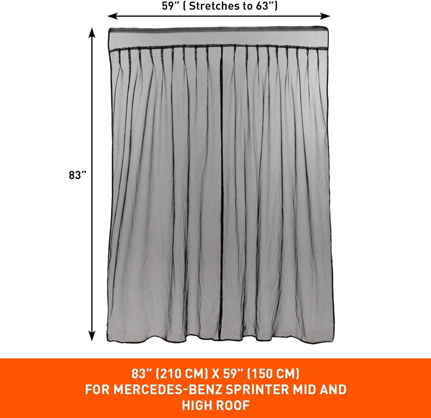 Van Bug Screen for Mercedes-Benz Sprinter Mid/High Roof and Other Campervans, Universal Size Sliding Door Flyscreen Mosquito Net, Center Magnetic Closure