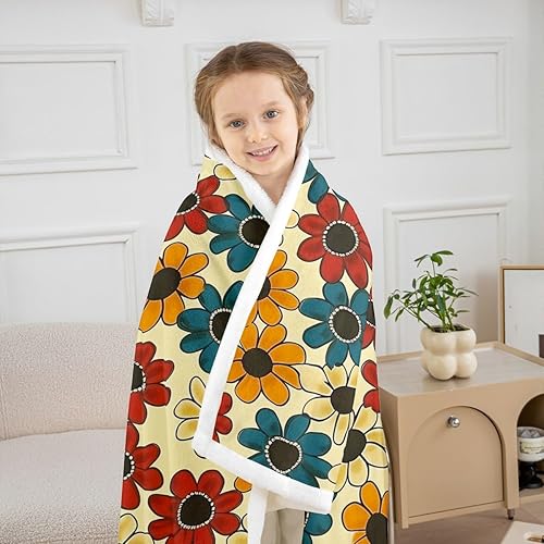Miniatura 3 de Manfei Daisy Flowers Flannel Fleece Throw Blanket 60"x80" 90s Groovy Daisies Fuzzy Blanket for Sofa Couch Retro Hippie Flowers All Season Bed
