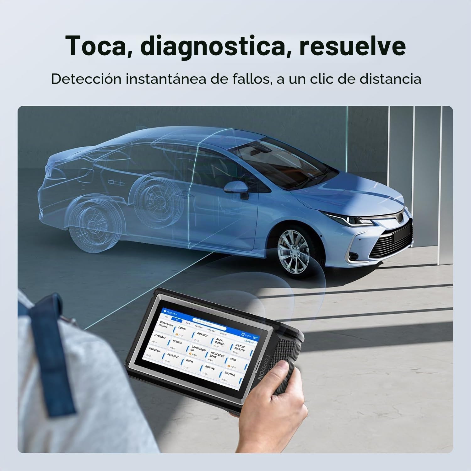 TOPDON obd2 Diagnosis Bidireccional AD800BT V2.0, Diagnosis Coche multimarca de Sistema Completo, 28 Funciones de Reinicio, 2 años de actualizaciones gratuitas