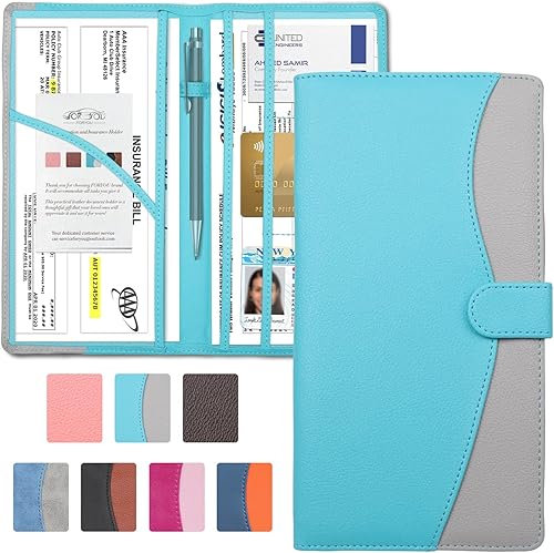 Miniatura 34 de foryou Soporte para registro de automóvil y seguro con cierre magnético, guantera de vehículo para documentos, organizador de papeleo