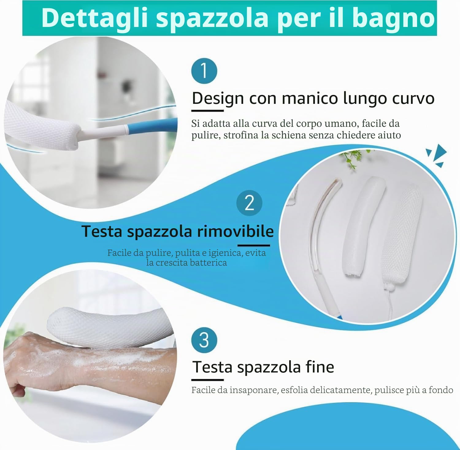 2 pezzi WC Aids Set per wiping per wiping Include Long Handle Butt Wiper Doccia Spazzola portatile per bidet e una custodia per il comfort, per il bagno per disabili anziani