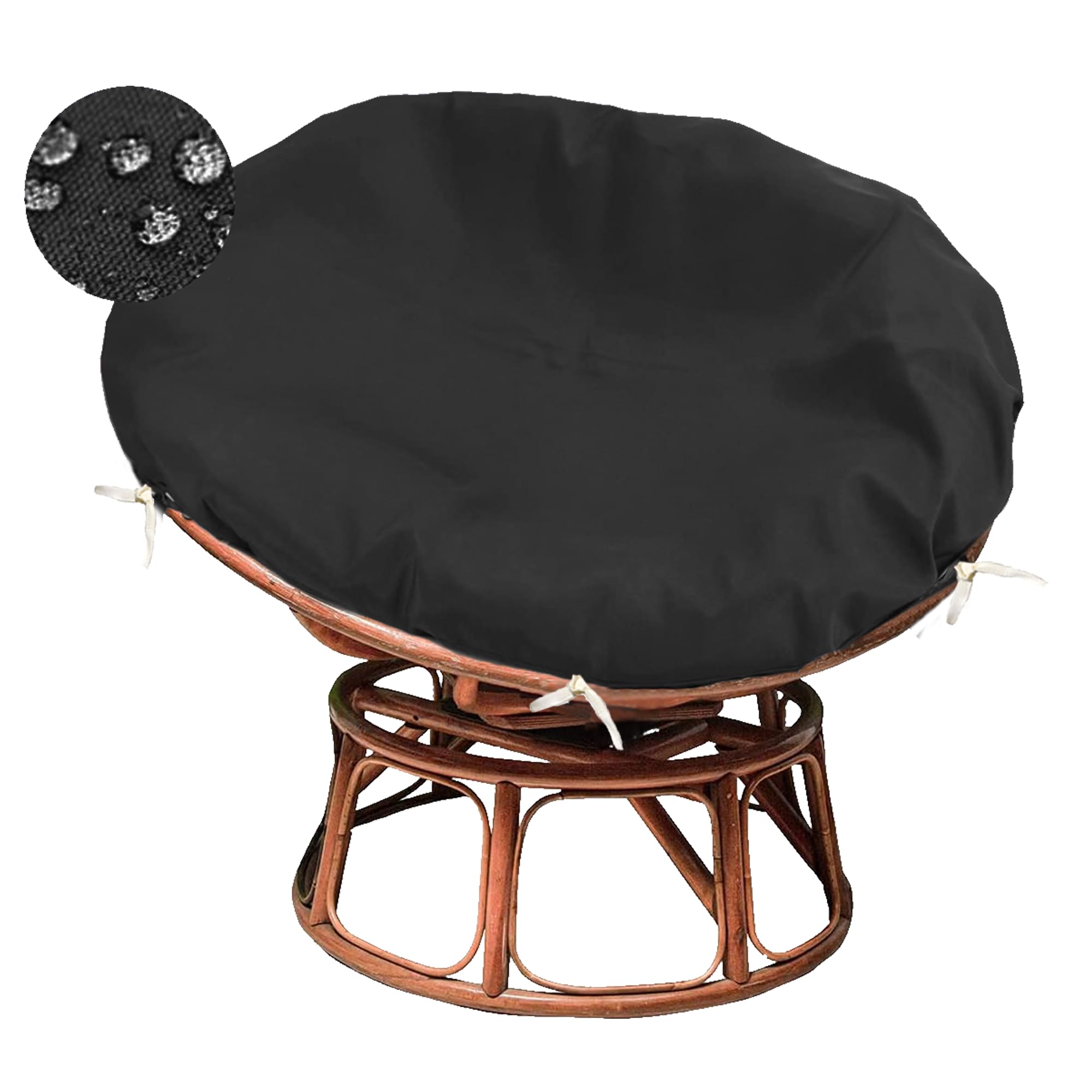 Sqodok Papasan Cushion Cover Only, 55in Outdoor Indoor Papasan Chair Cushion Covers Water Resistant, Machine Washable Papasan Chair Cushion Slipcover with Zipper and Straps (Black)