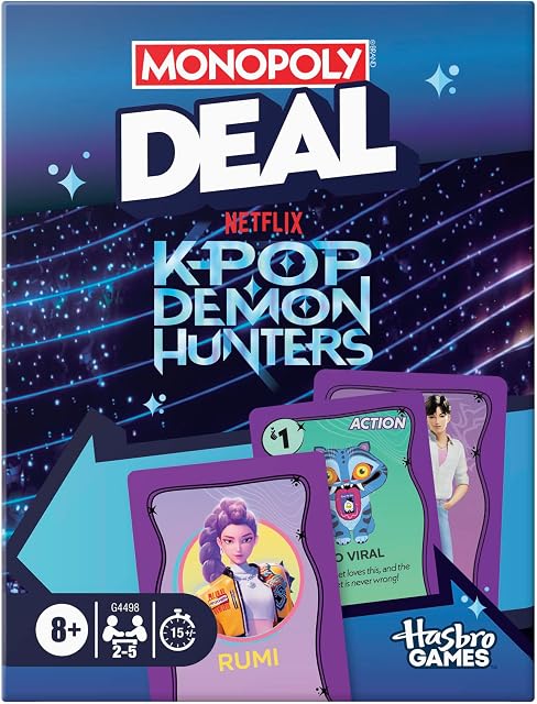 Monopoly Deal: Kpop Jeux de cartes Demon Hunters pour enfants, tweens, adolescents et adultes 15 mins. 8+