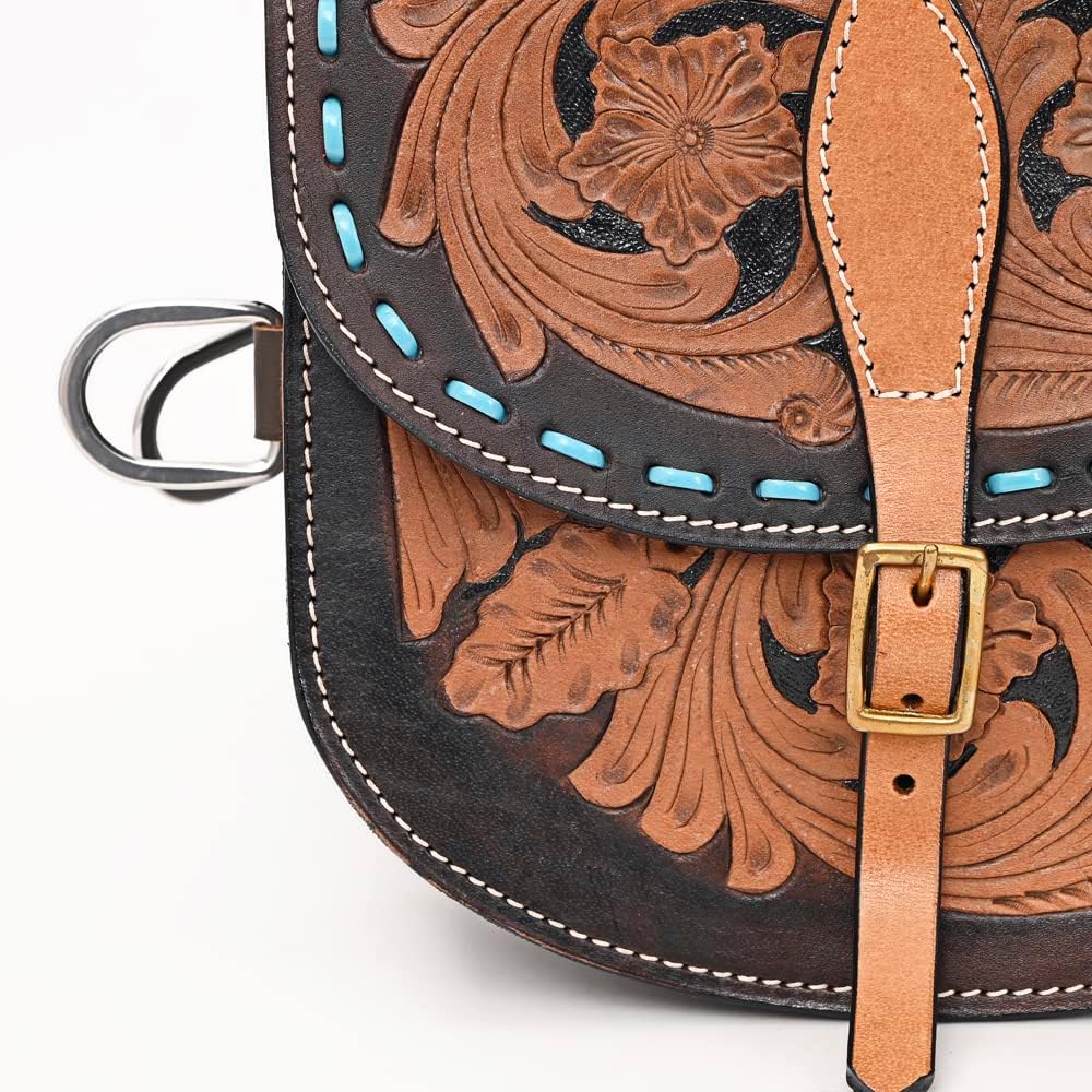 HILASON Soft Leather Horse Saddle Bag Brown | Equestrian Western Adjustable Closure