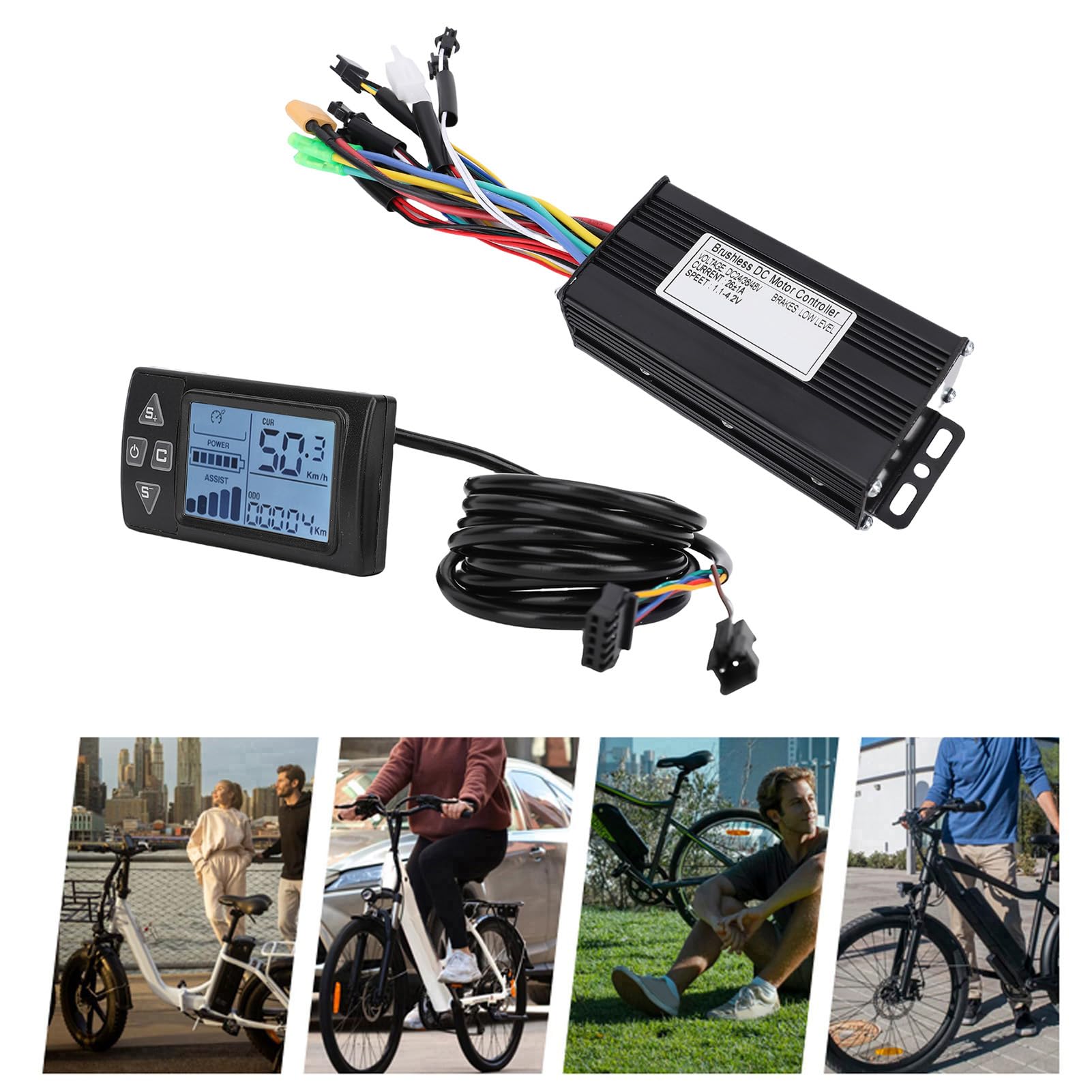 BuyWeek Kit de Contrôleur de Moteur sans Balais pour Vélo Électrique, 36V 48V 500W 750W 26A 3 Modes Contrôleur à Onde Sinusoïdale avec Écran d'Affichage LCD S861 pour Trotinette Électrique