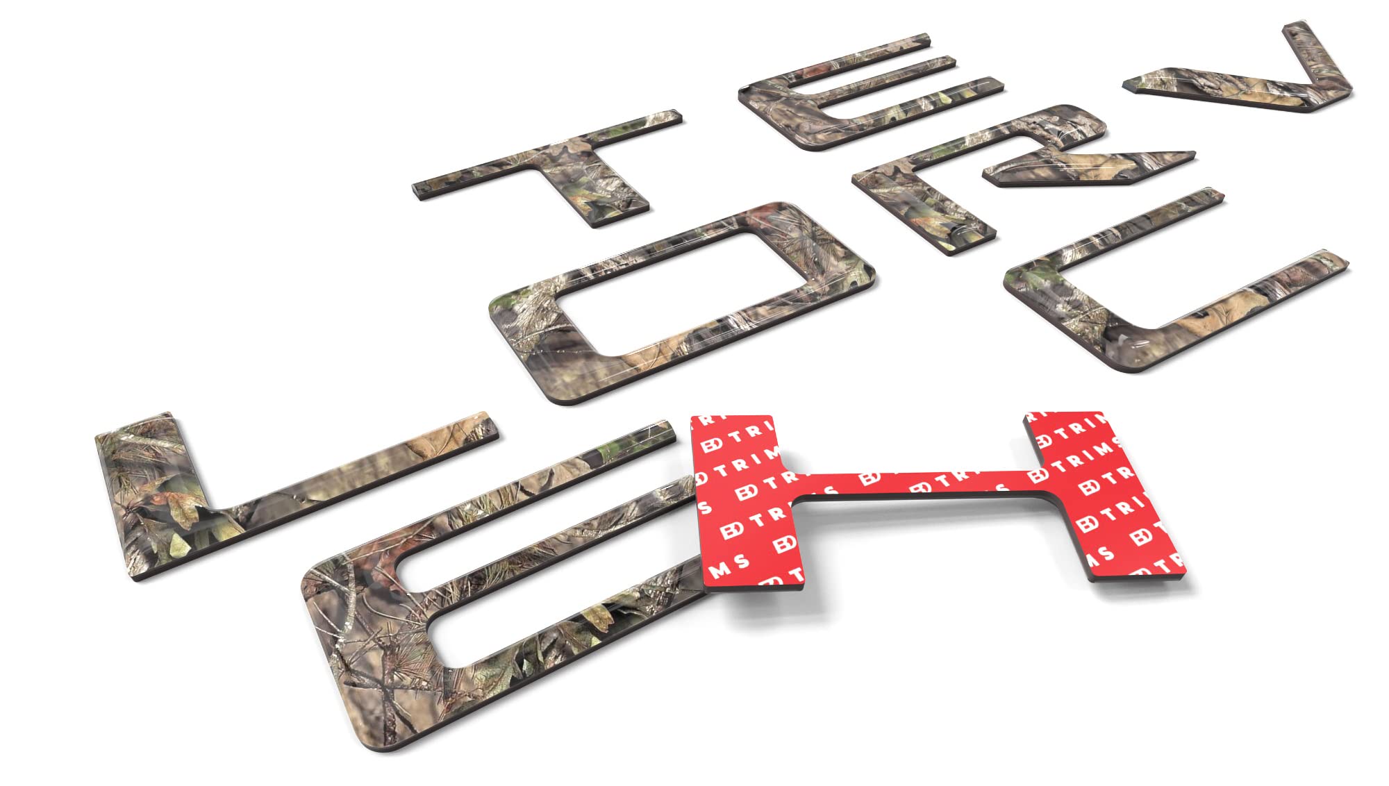 BDTrimsTailgate 3D Domed Raised Letters Intended for 2019-2024 Silverado Models (Mossy Oak)