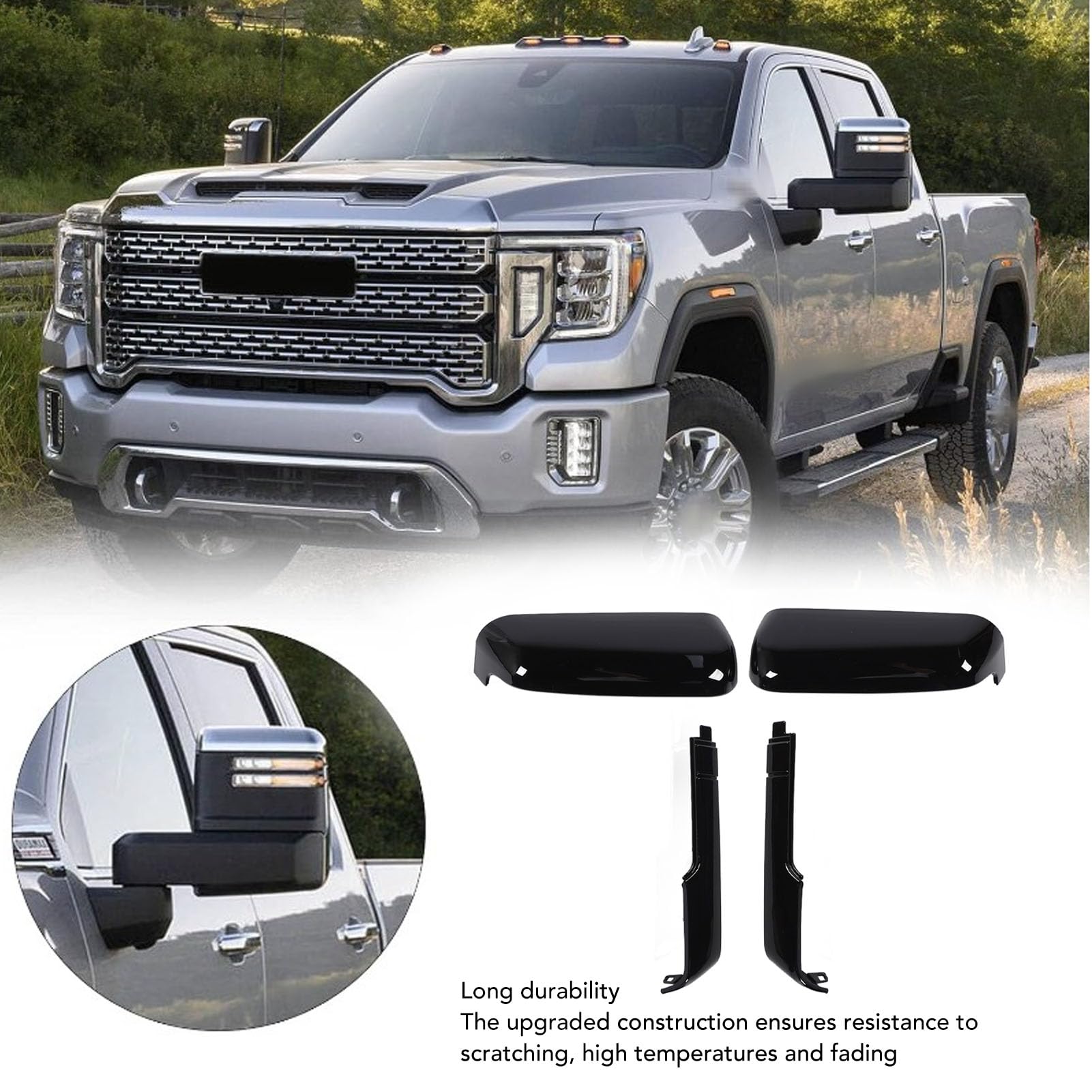 Nakładki na lusterka holownicze Gloss Black Scratch do 2500HD 3500HD 2020-2023