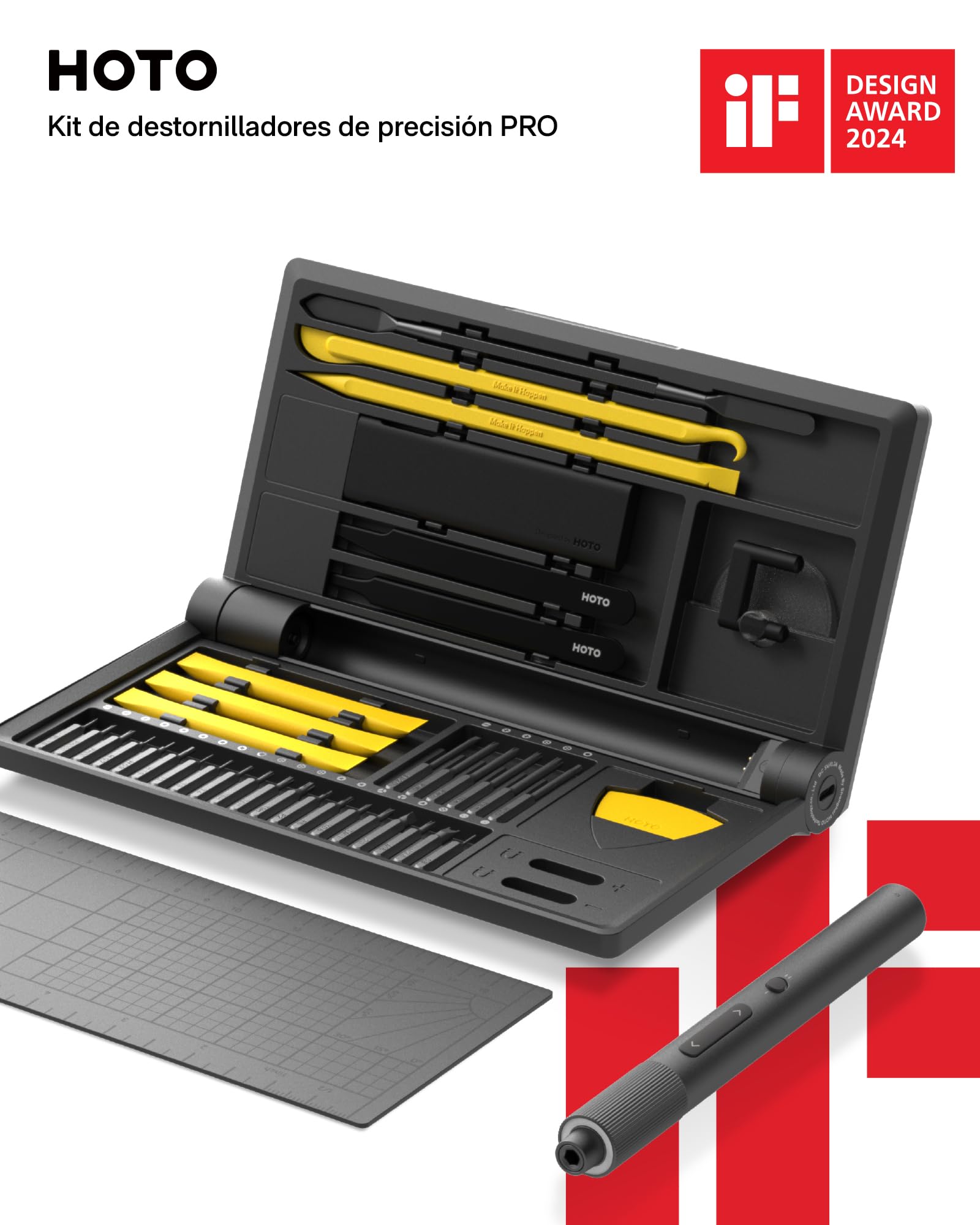 HOTO Juego de Destornilladores Precisión, Kit Destornilladores Profesionales 48 en 1, Mini Destornillador Electrico con Luz Led, Para Reparación Teléfono Móvil, Tableta, PC, Relojes