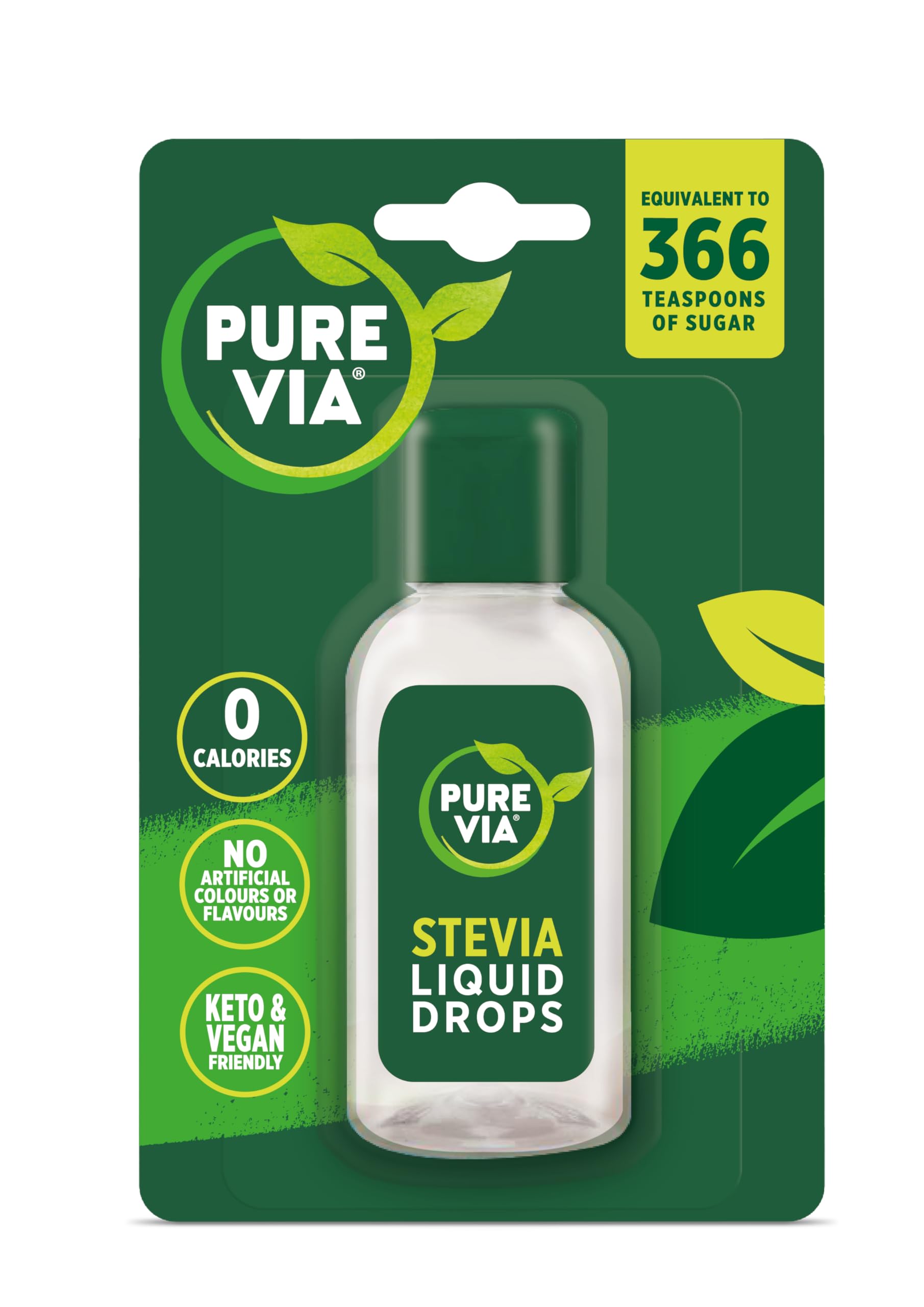 Pure Via Stevia Liquid Drops 6 x 55ml - Calorie Free Sugar Alternative, Vegan & Keto Friendly