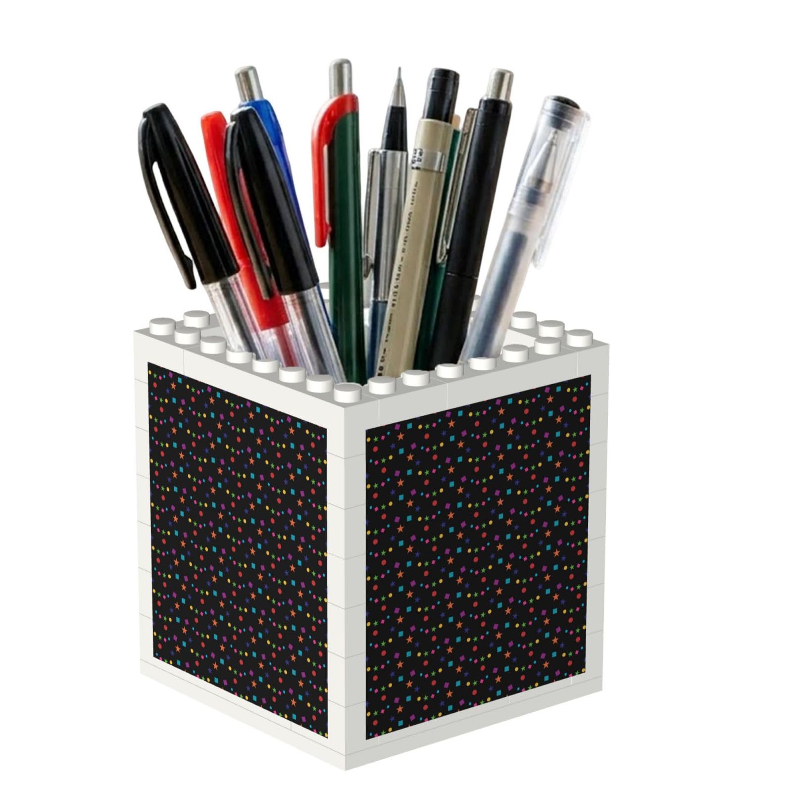 Poadnly Confetti And Stars, Pen Pot Pencil Holder for Office Home School, Compact Desk Organiser for Office Stationery
