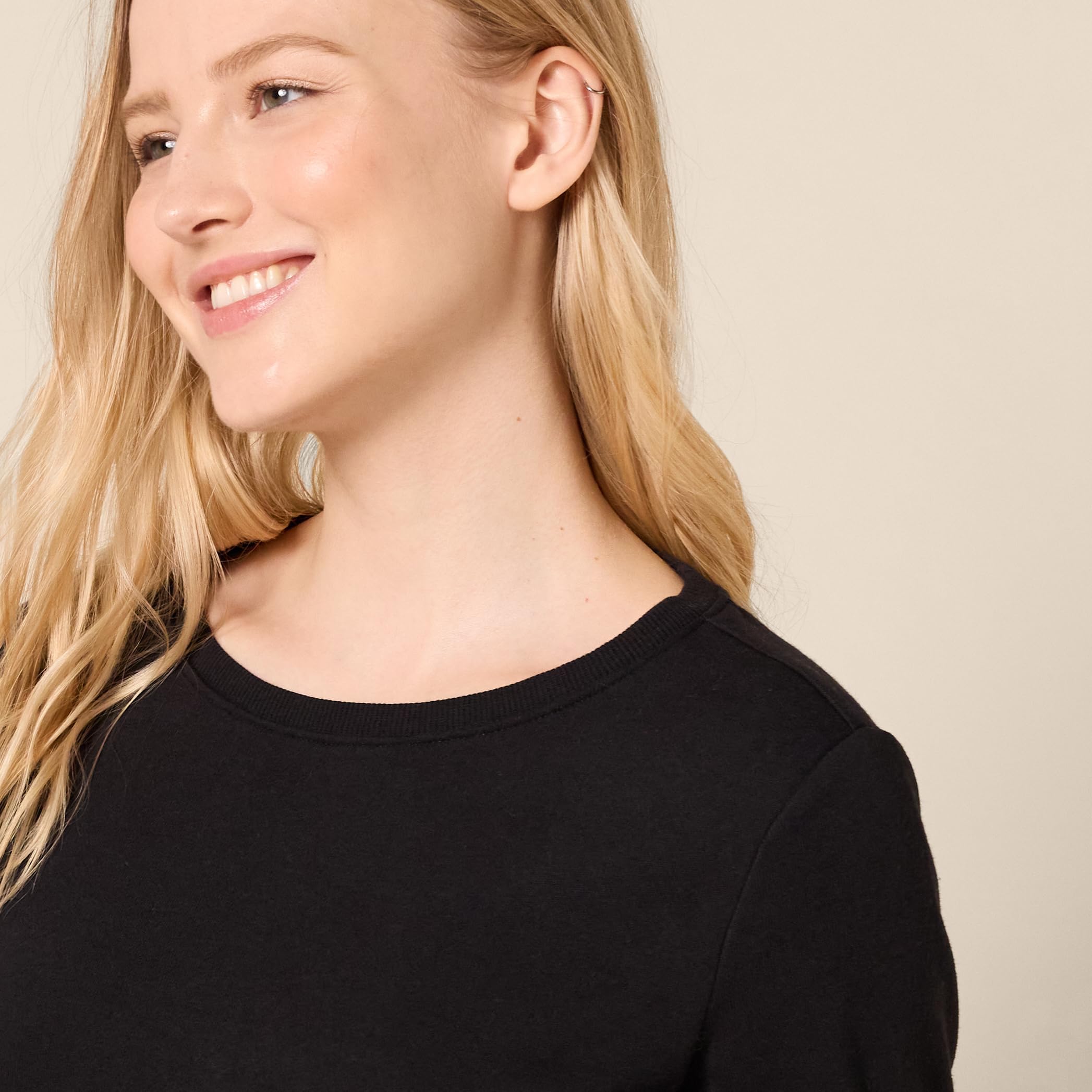 Amazon Essentials Abito Girocollo in Pile a Maniche Lunghe sopra Il Ginocchio Donna