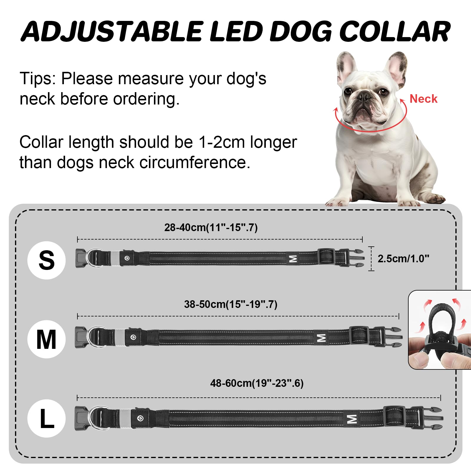 Feycig Light Up Dog Collar, LED USB Rechargeable & Waterproof Dog Collar with 4 Flashing Modes Glow in the Dark - Image 2