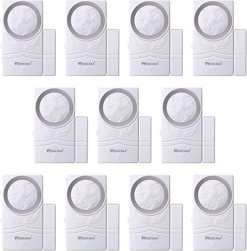 WSDCAM Alarma de seguridad inalámbrica para el hogar, alarma magnética 4 en 1 para puerta y ventana, paquete de 10, 110 dB de alto, recordatorio de