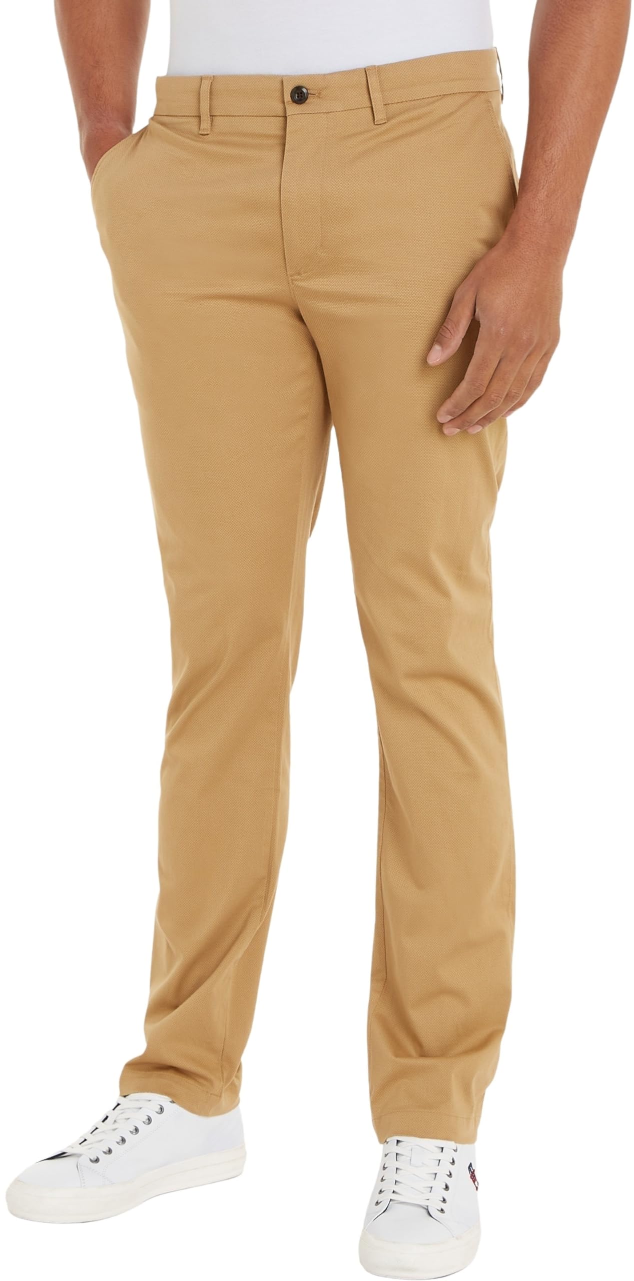 Tommy Hilfiger Men's Chino Denton Printed Structure Classic Khaki 29W / 32L