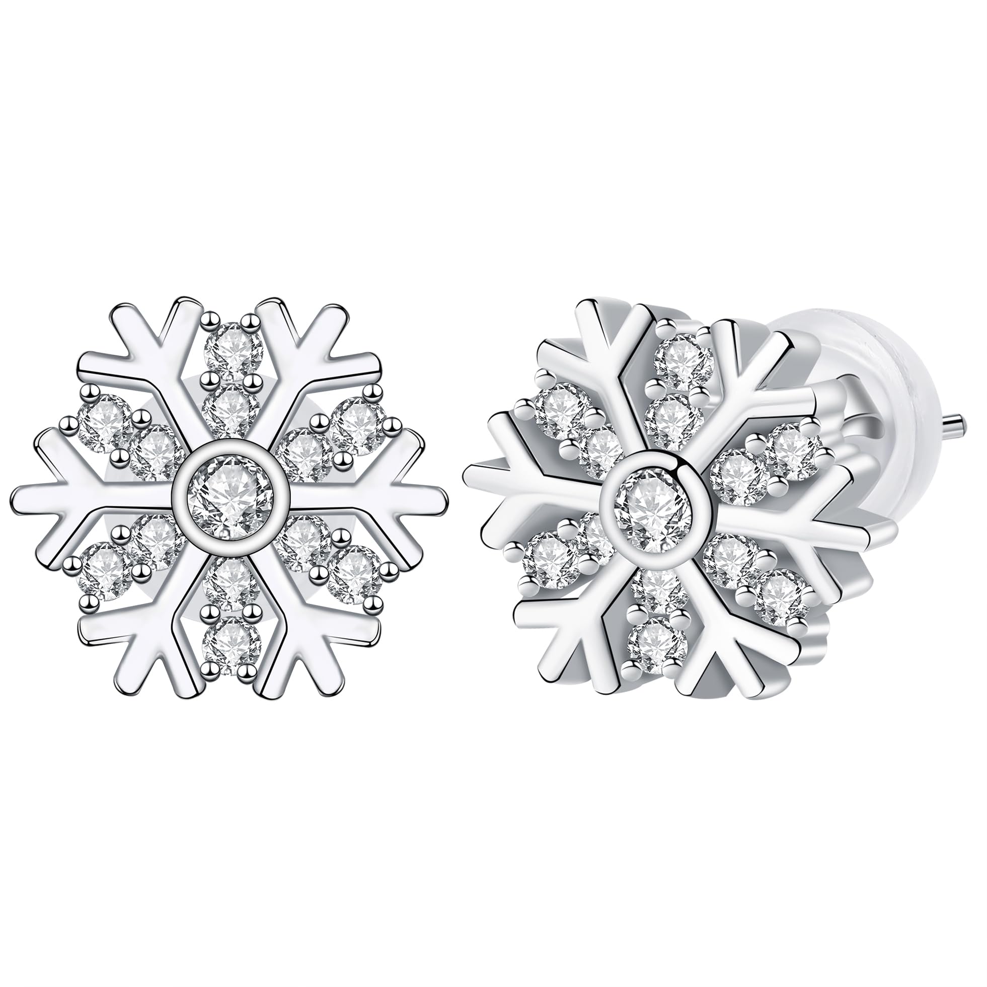 Arrebol Orecchini Fiocco di Neve Donna Argento Sterling 925 con 3A Zirconia Regalo di Natale del Ringraziamento per Donne
