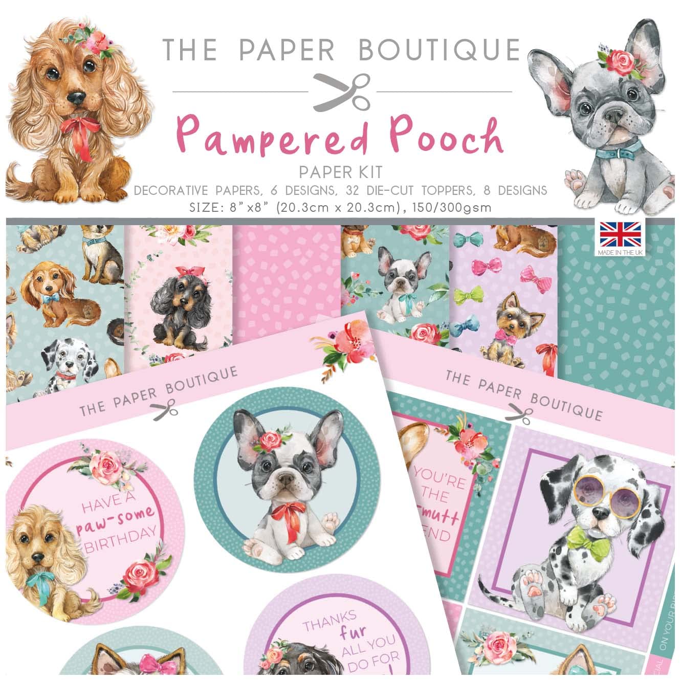 The Paper Boutique - Pampered Pooch - Paper Kit, Multicoloured, 8 x 8 inches (PB1787)