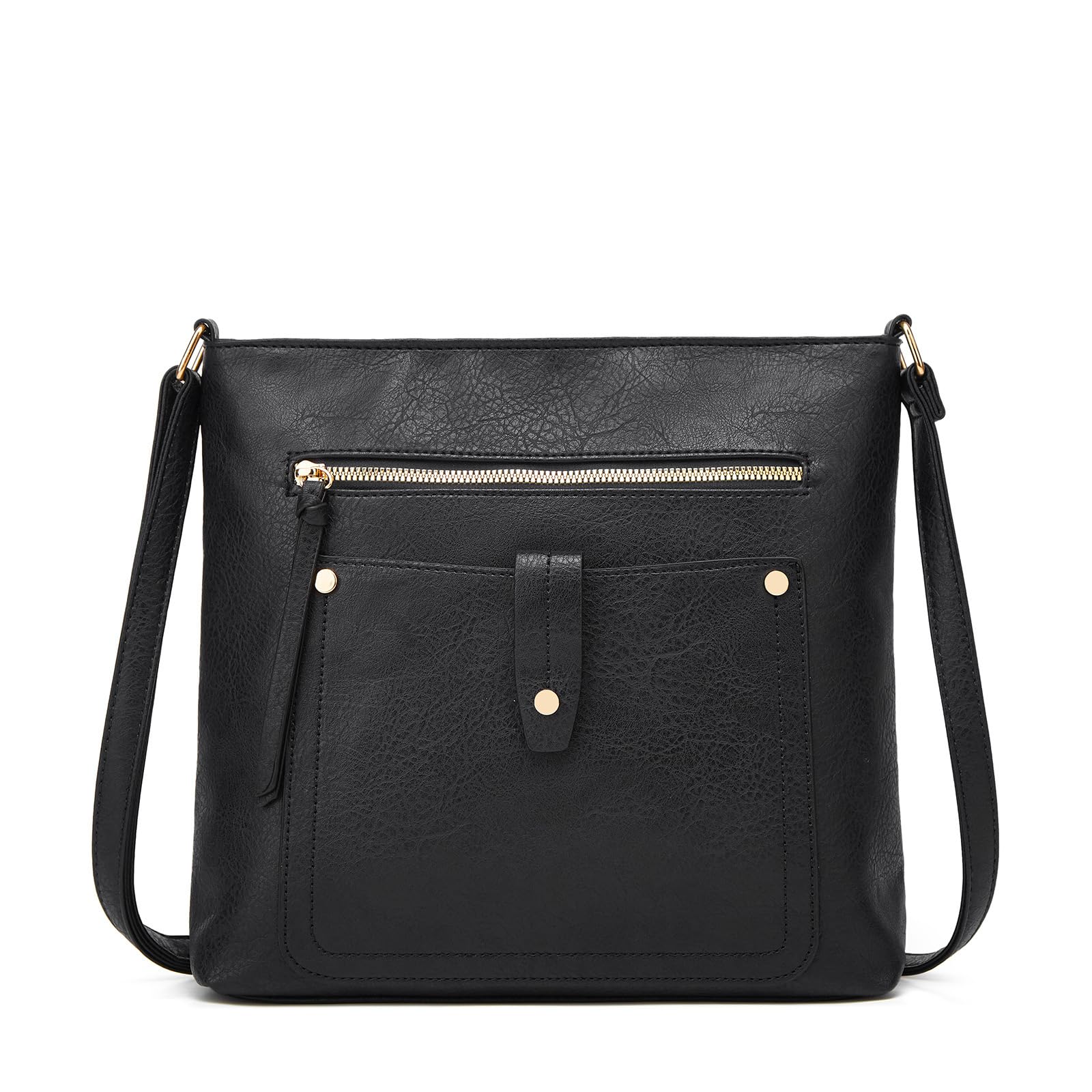DOB SECHS Umhängetasche aus weichem PU-Leder für Damen, Klein Handtasche mit mehreren Taschen, Crossbody Bag Tasche Schultertasche mit verstellbarer Schultergurt
