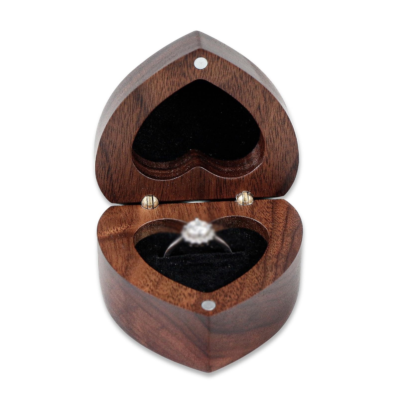 DUMRALBQE Wooden Ring Box Proposal Ring Box Wooden Storage Heart Shaped for Storage and Placement