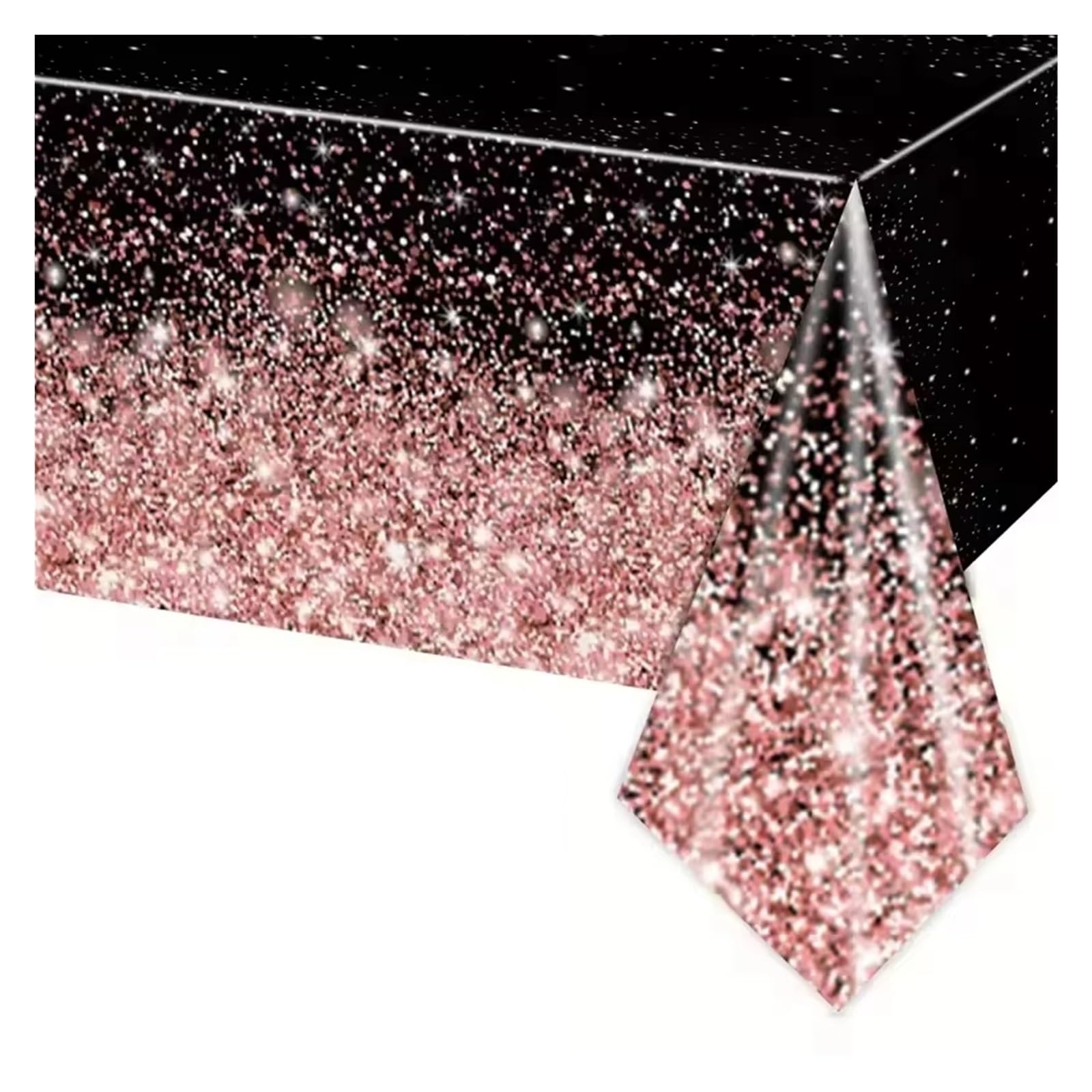 Disco Table Runner Shiny Iridescent Laser Tablecloth Water-Resistant Party Tablecover include Pink Black Purple(Rose Gold 1pc)