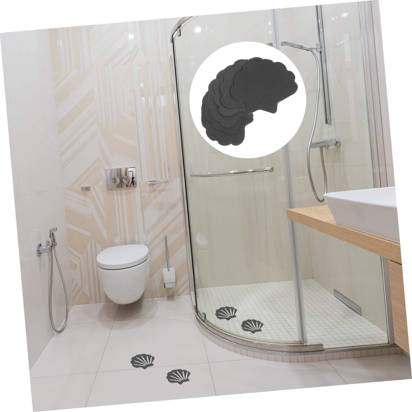 RORPOIR 30Pcs Shell Shaped Non Slip Bathtub Stickers Skid Decals for Shower Safety Textured Surface for Excellent Grip Bathroom Accessory Easy to Apply