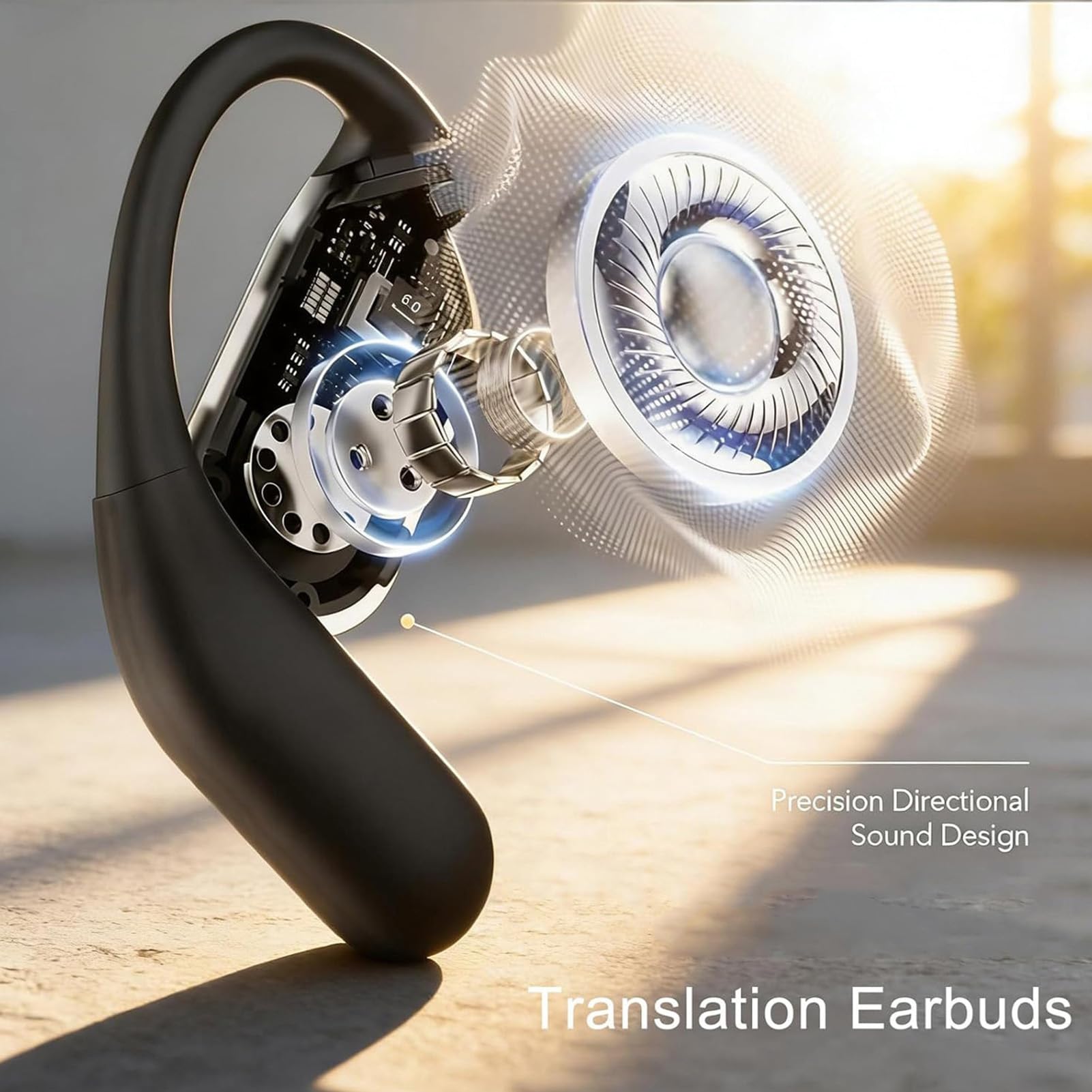 Sxhlseller Auricolari Wireless, Cuffie Bluetooth 6.0 Aperte con Ganci per L'orecchio, Auricolari Impermeabili per Allenamento, Corsa, Microfono con Cancellazione del Rumore Fino a 60 Ore, (BLACK)