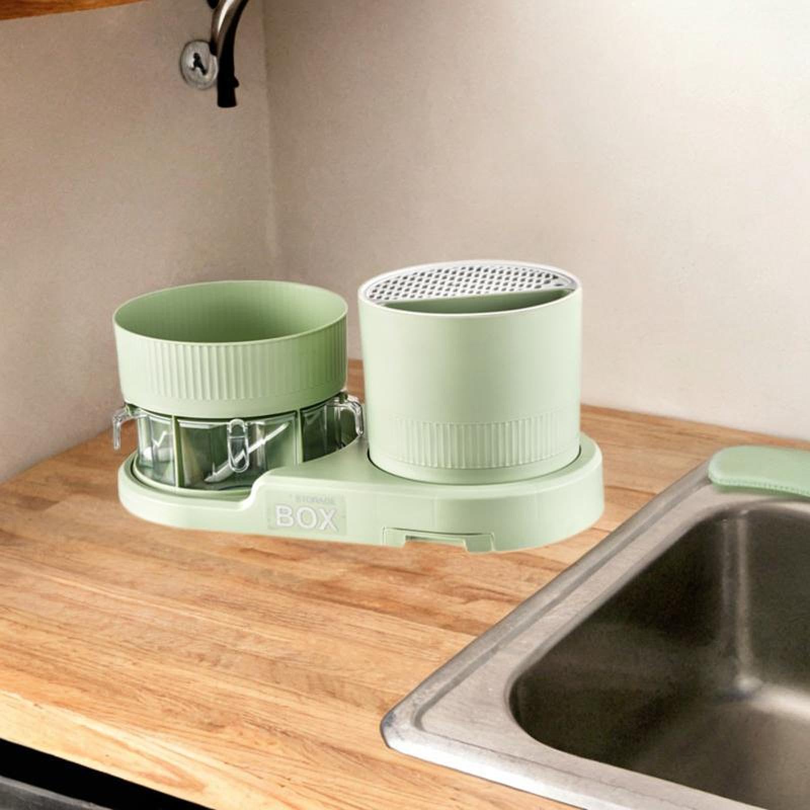 Étagère à épices avec Rangement pour ustensiles de Cuisine, Vert