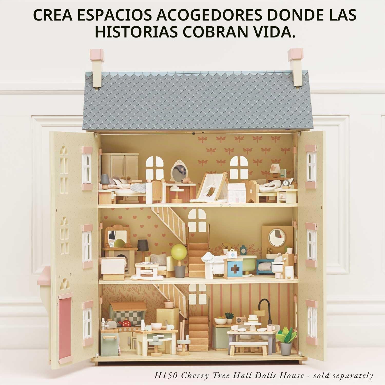 Le Toy Van - Set Lavadero de madera con accesorios | Set accesorio de casitas de muñecas de madera colección Daisylane | A partir de 3 años +
