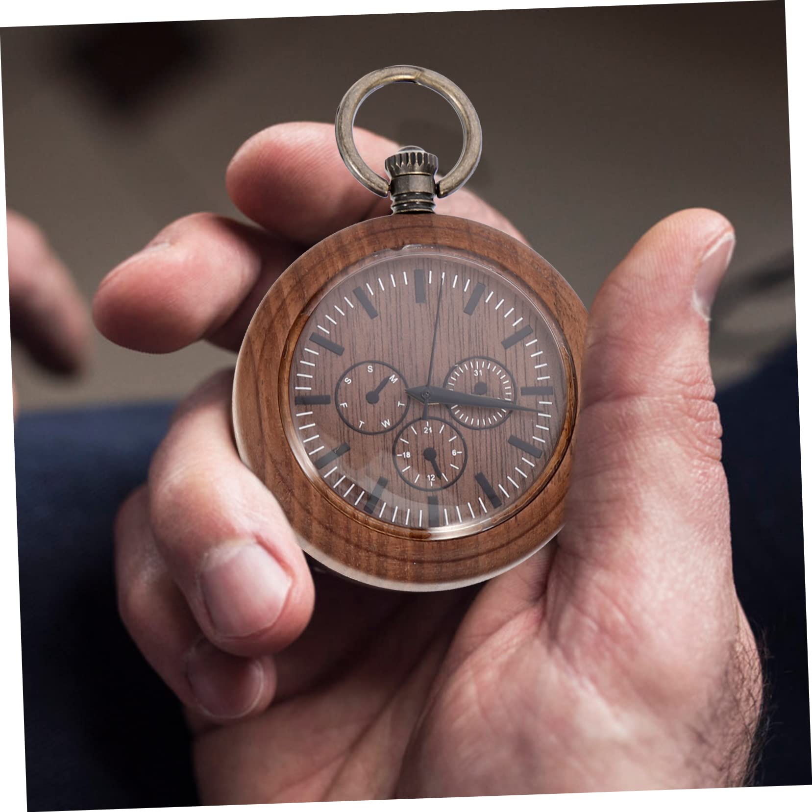 Gatuida 2 Uds Padre Reloj Electrónico Madera Lisa Hombres Clásico Vintage Batería Suéter Día para Largo Regalo Cumpleaños Madera con Portátil Colgante Niños Mecánico Retro Universal