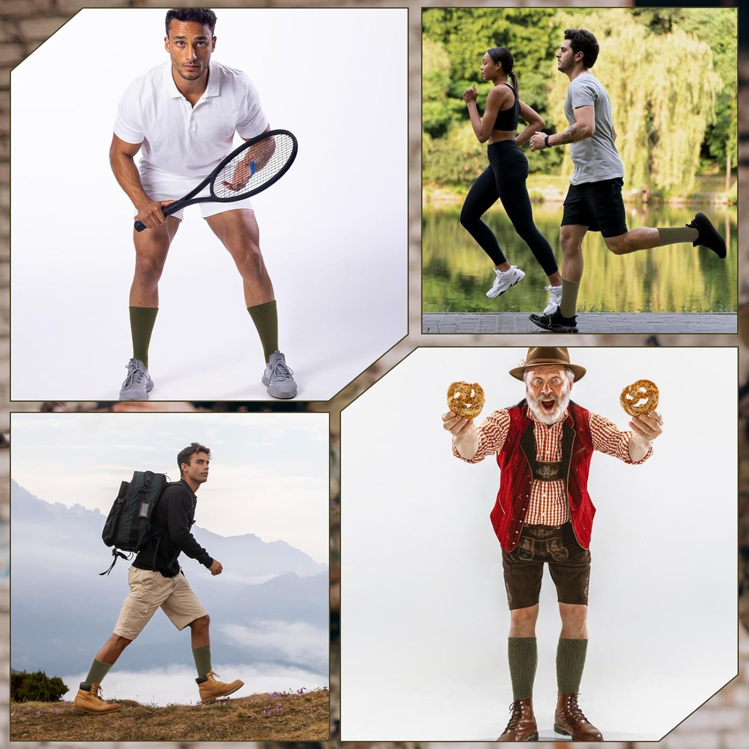 10 Pairs Military Green Army Socks for Men - Durable Olive Green Boot Socks for Outdoor Adventures - Image 7