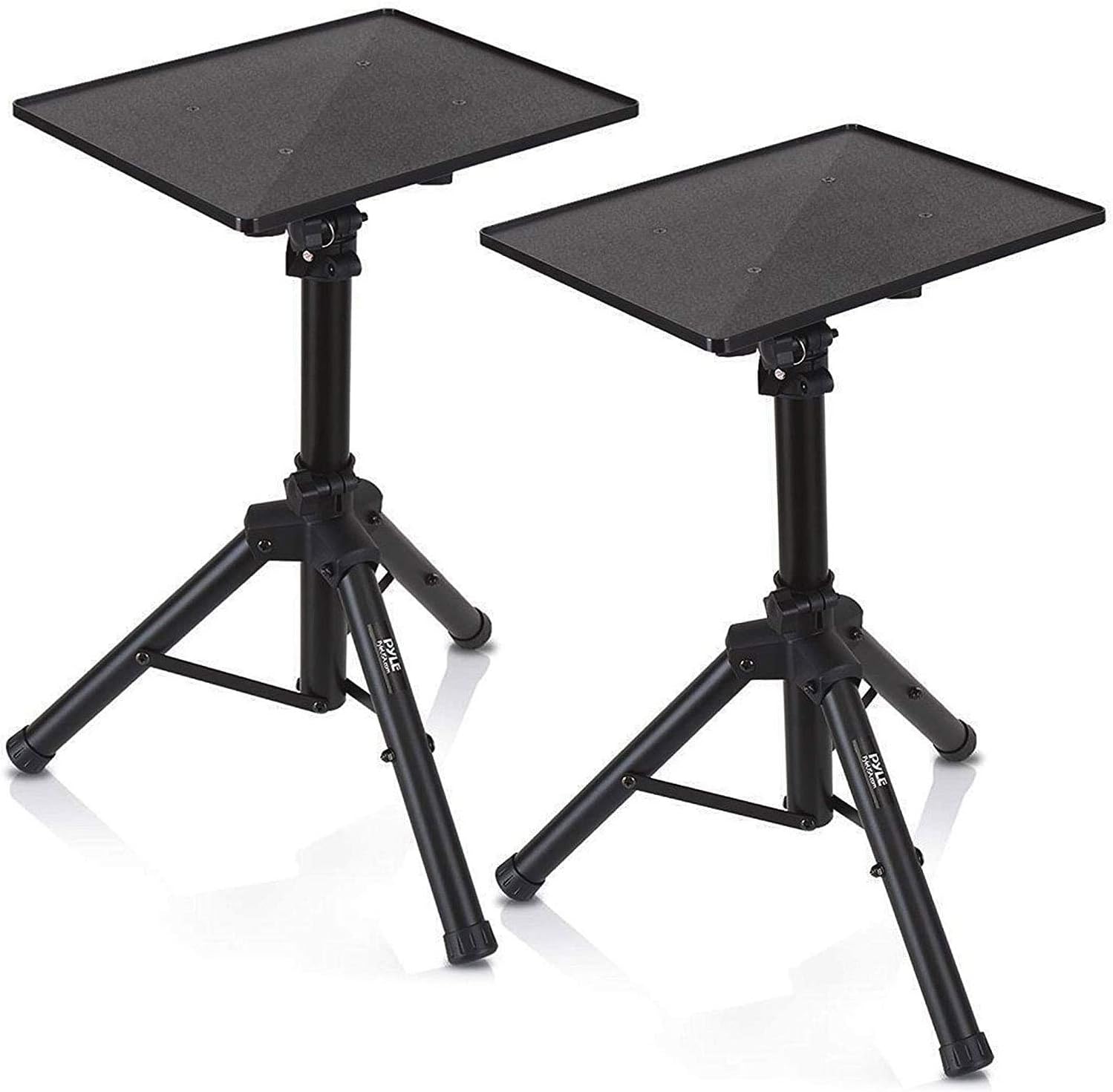 Pyle Laptop Projector Tripod Stand – 2 Pcs Computer, Book, DJ Equipment Holder Mount Height Adjustable Up to 52 Inches w/ 20” x 16” Plate Size – Perfect for Stage or Studio Use – Pyle PLPTS4X2