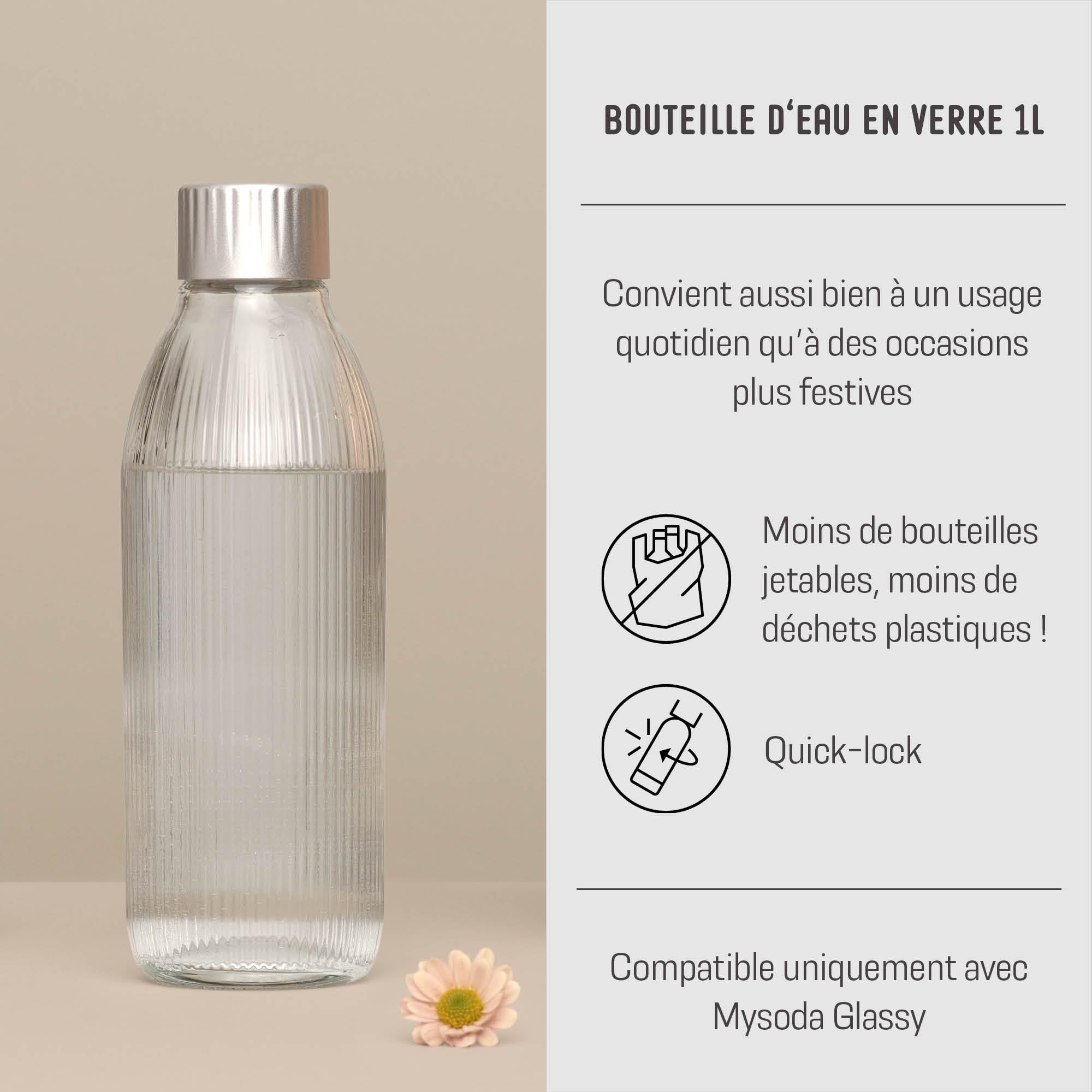 Lot De 2 Bouteilles En Verre Sodapop Logan 850ml - Compatible Machine à Gazéifier Sodapop - Lavable Lave-vaisselle