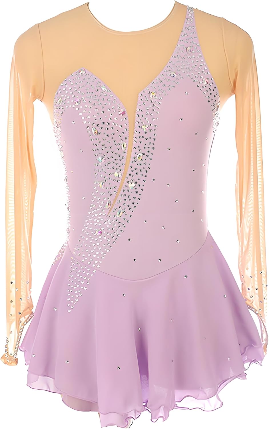 XIUWOUG Robe Patinage Artistique Femmes Justaucorps Danse Ballet Latine Enfant Fille Compétition Justaucorps Gymnastique Danse Faite à la Main,Blanc,XXXS