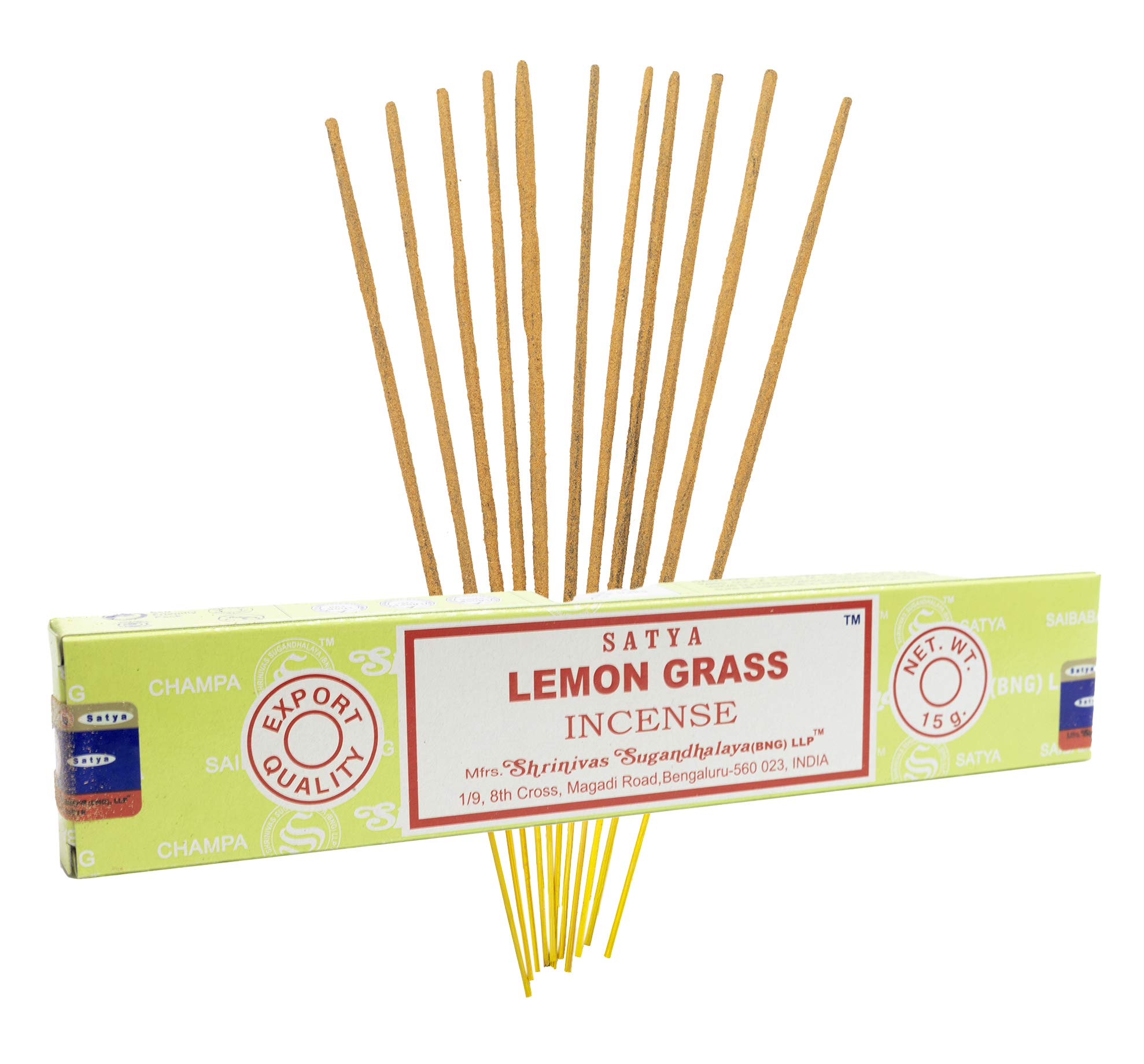 LEMONGRASS INCENSE STICKS BY SATYA - 10-12 Sticks per Pack