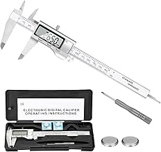 Simhevn Digital Caliper Measuring Tool, Stainless Steel Vernier Caliper Digital Micrometer with Large LCD Screen, Easy Switch from Inch Metric Fraction, 6 Inch/150mm Caliper Tool for DIY/Household