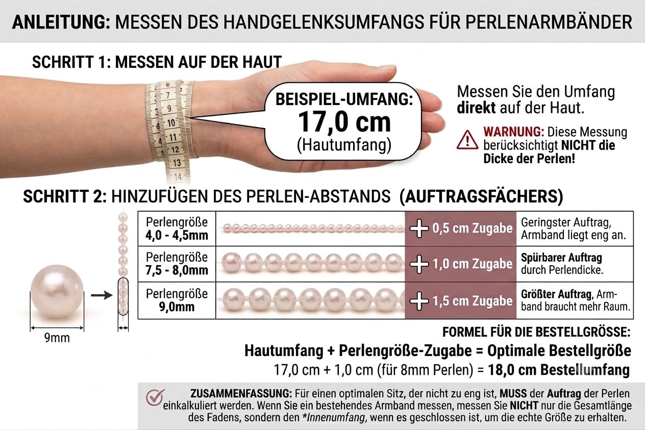 Gaura Perlenarmband Damen – Weiße Süßwasserperlen 8–9 mm • 19–22 cm variabel • 585 Gelbgold-plattierter 925 Silber Verschluss • Klassischer Damenschmuck & Geschenk