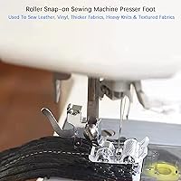 Vista 5 de 2 Pieces Roller and Non-Stick Zigzag Teflon Sewing Machine Presser Foot - Fits for All Low Shank Snap-On Singer, Brother, Babylock, Janome