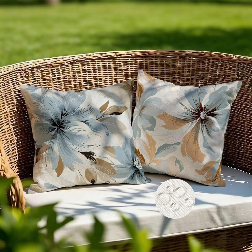 Federe Cuscini da Esterno Impermeabili 65x65 Astratto Copri Cuscini per Divano Fiori Federa Cuscino Moderno Decorativi Copricuscini per Divano Giardino Patio Soggiorno Copricuscino Set di 2 (IU59)