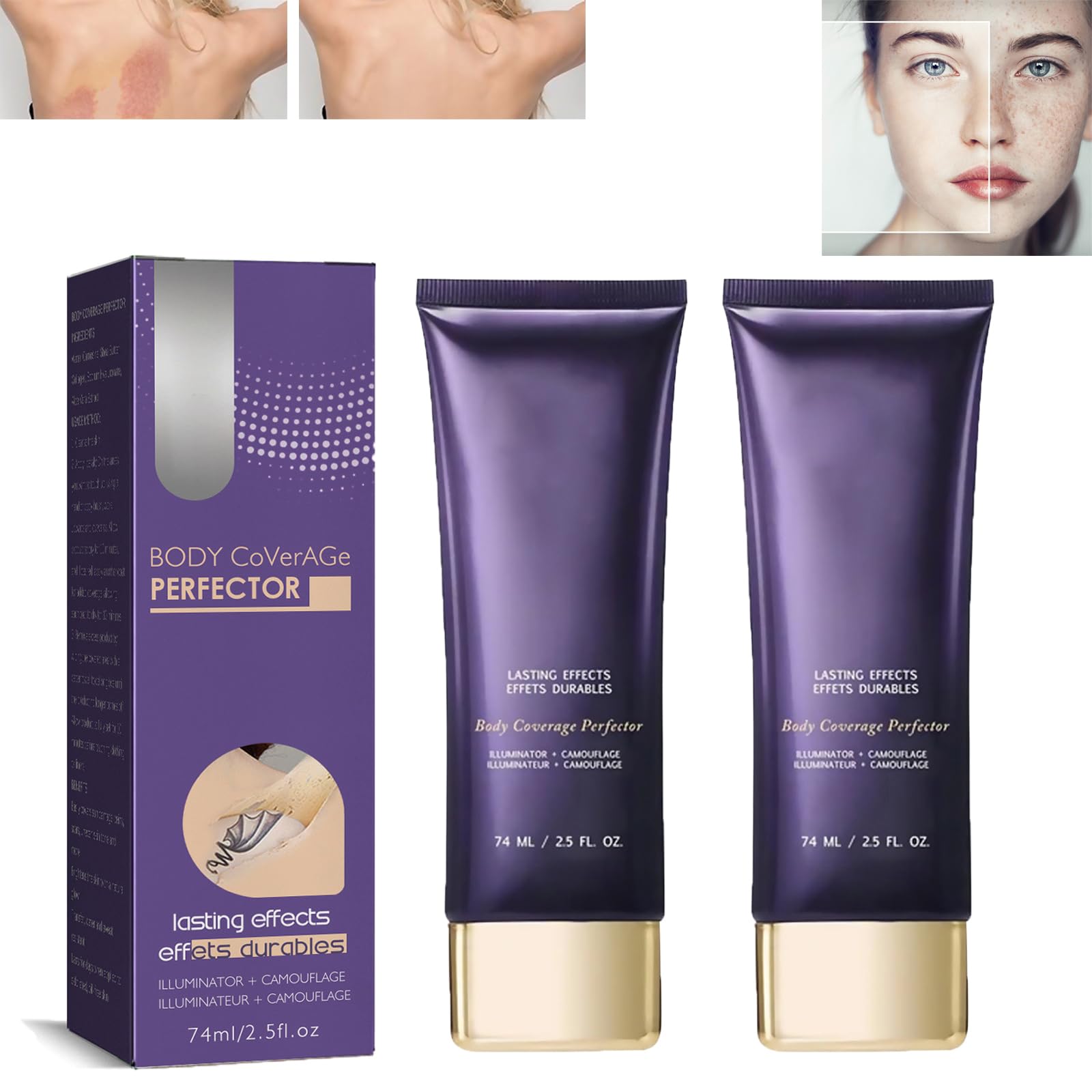 KiJalyelu Concealer for the body, body concealer for scars, full coverage of the body concealer, tattoo cover up makeup, long-lasting and waterproof, suitable for all skin - 74 ml